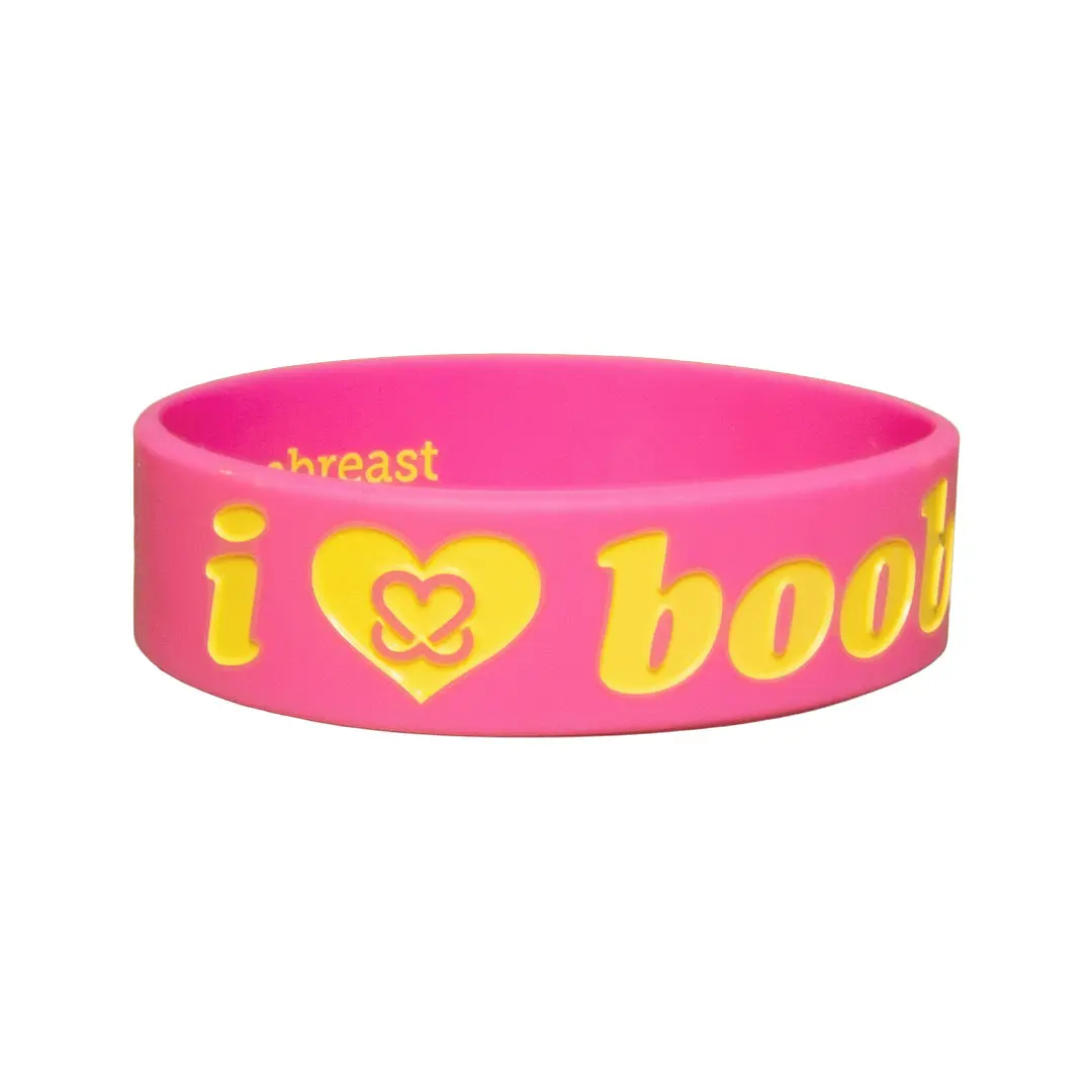 i love boobies!  Classic Bracelet - Pink Lemonade (Hot Pink / Neon Yellow)