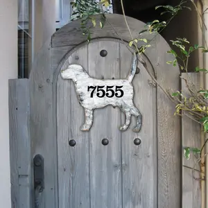 Designocracy MA98121-12 12 in. Dog Wooden Custom House Number Sign Decor