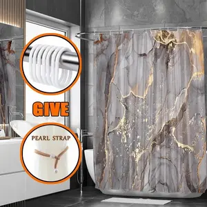 Marble Pattern Shower Curtain, Perfect for Bathroom Decor, Easy to Clean, Multiple Sizes Available, Includes Shower Curtain Hooks, Bathroom Supplies, Bathroom Decoration Accessories