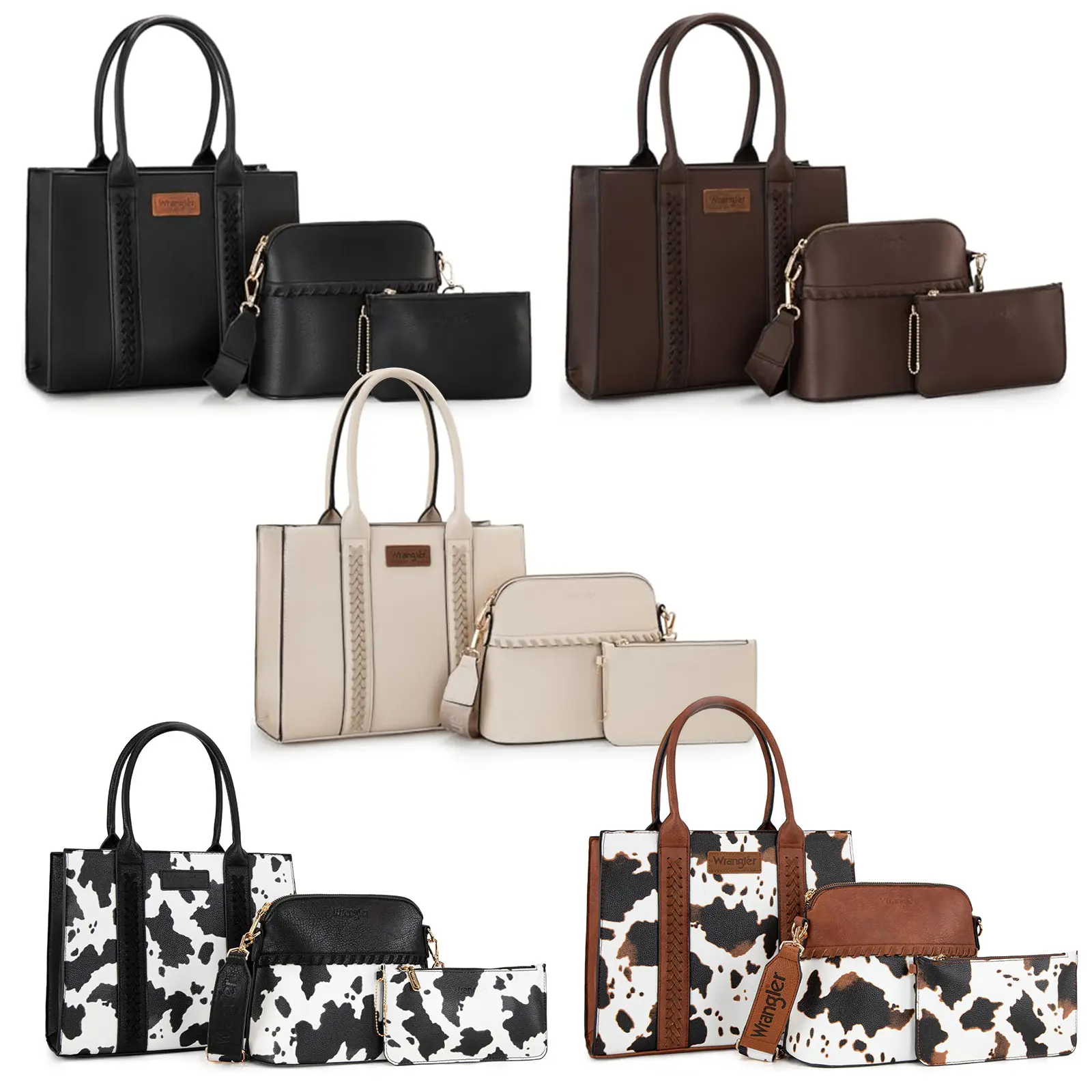 Wrangler 3Pcs Purses for Women Tote Bag Crossbody Handbag Sets with Strap 3 Sets