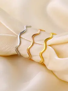 Simple Wave Design Cuff Ring, Fashion Accessories for Both Men & Women for Party, Daily Clothing Decor, Trendy All-match & Exquisite Jewelry for Birthday Gift, Stackable Rings, Dainty Stacking Rings