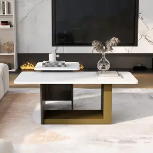 Modern Light Luxury Coffee Table Set of 2, Small Square Coffee End Table with Spacious Top, Center Table for Living Room（White）