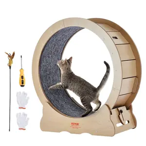 VEVOR Cat Exercise Wheel, Large Cat Treadmill Wheel for Indoor Cats, 29.5 inch Cat Running Wheel with Detachable Carpet and Cat Teaser for Running/Walking/Training, Suitable for Most Cats