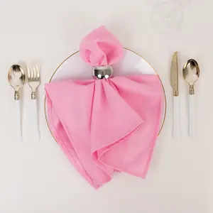5 Pack Commercial Grade Polyester Napkins 20"x20" Pink - 220GSM Stain & Wrinkle Resistant Cloth Napkins