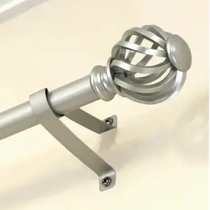 Twist Cage Satin Nickel Single Curtain Rod 3/4 Inch, 30-84 Inch Length