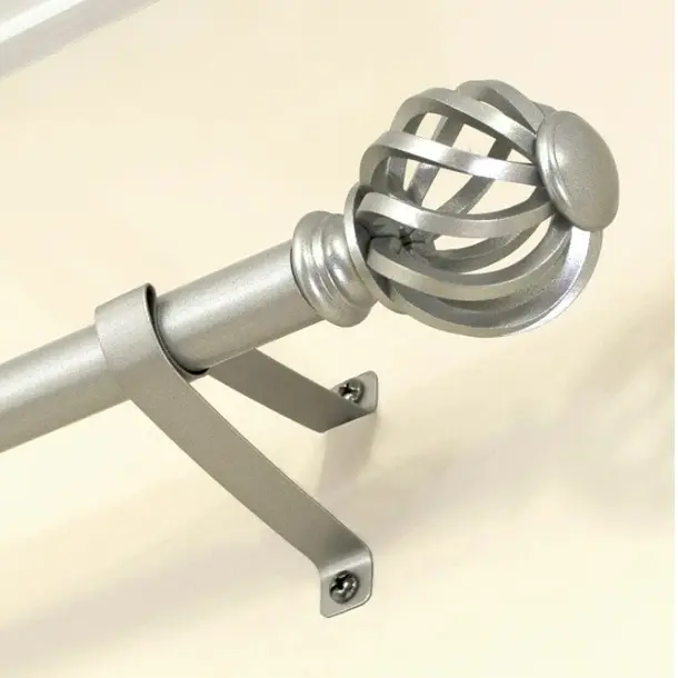 Twist Cage Satin Nickel Single Curtain Rod 3/4 Inch, 30-84 Inch Length