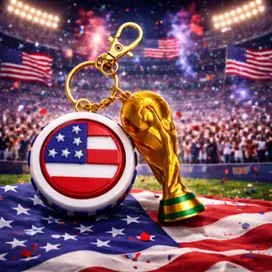 USA 2026 World Cup Fidget Spinner Keychain with Trophy 3D Printed Soccer Ball Spinner Team USA Football Fan Gear Stress Relief Toy Handmade Custom Durable Lightweight Backpack Charm Limited Edition Gift Collectible