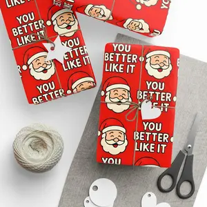 Funny Christmas Wrapping Paper - Santa Gift Wrap "You Better Like It" - Bold Red Holiday Wrap for Secret Santa, Holiday Party, Gag Gifts