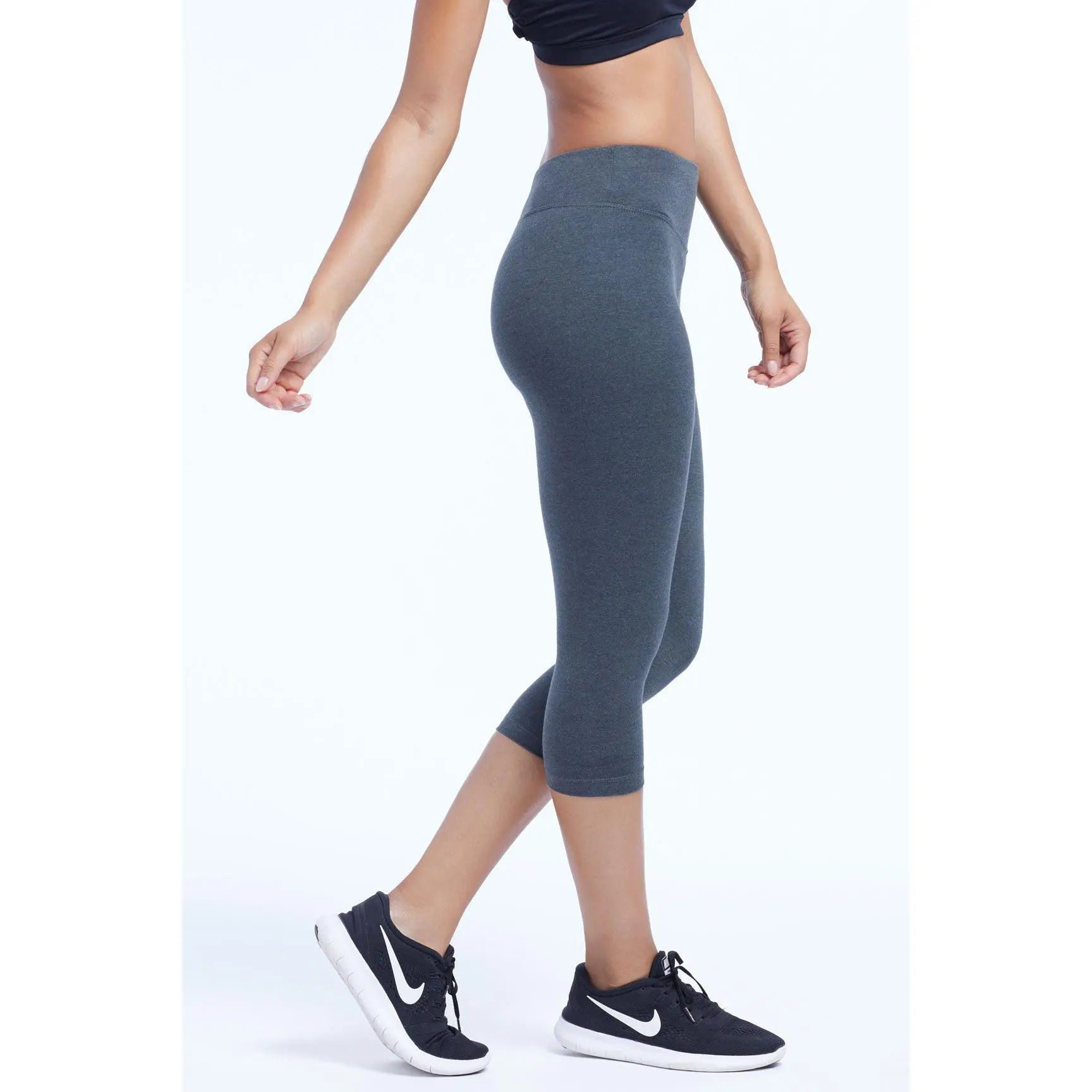 Carrie Tummy Control Capri Cotton Fabric Mesh Spandex