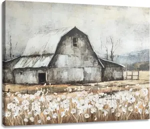 Old Barn Picture Wall Decor Art Canvas Prints Vintage Farmhouse Painting for Farm Room Walls Decotation SHJY-00433 Artistic Decoration Poster Ornaments