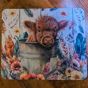 Nonslip Mouse Pad for Laptop or Computer - Fun Various Designs Featuring Adorable Cow in Bucket - Perfect Office Desk Gifts Decor Gamers and Animal Lovers