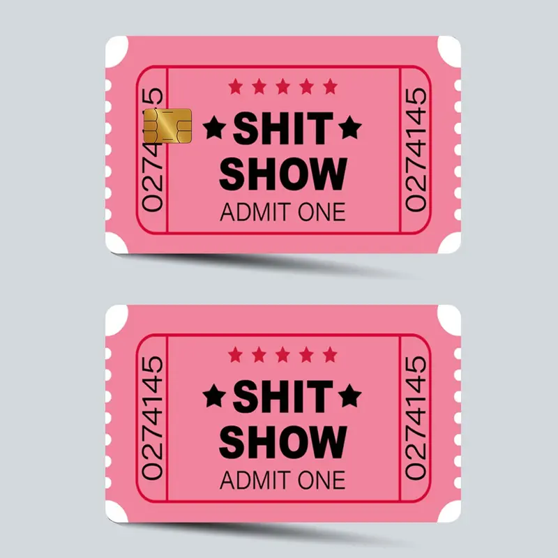 Show Admit One Ticket Design Card, 2 Counts/set Thin Waterproof Scratch Resistant Card Sticker, Personalized Bank Card Skin Protector, Sticker Cards, Waterproof Stickers