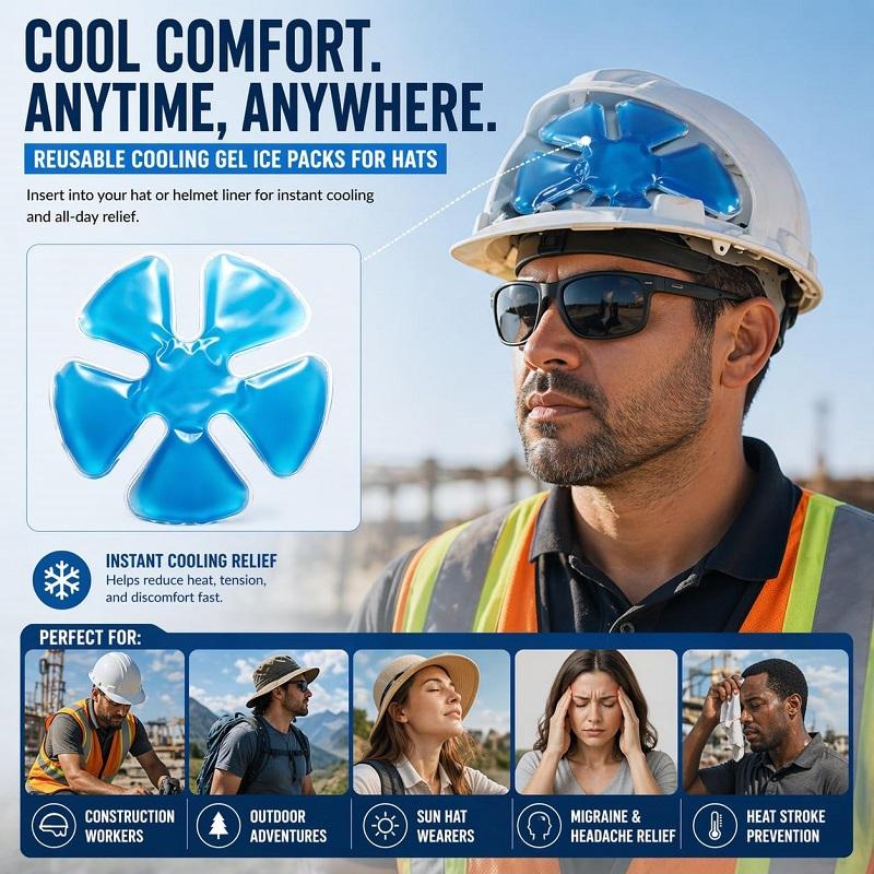 Reusable Cooling Gel Ice Packs, Cold Therapy Inserts For Hard Hats & Sun Hats, Cooling Relief For Construction Workers, Outdoor Activities, Daily Use, Heat Prevention, multi use for summer, perfect gift idea Reusable Cooling Gel Ice Packs, Cold Therapy Inserts For Hard Hats & Sun Hats, Cooling Relief For Construction Workers, Outdoor Activities, Daily Use, Heat Prevention, multi use for summer, perfect gift idea