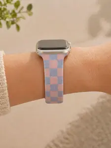 Pastel Checkered Watch Band – Purple & Pink Silicone Strap  – Soft & Comfortable