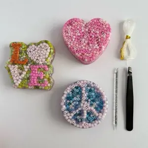 Love Heart Peace Pick-n-Craft Non Remelt 4mm Beads Set for ADHD Anxiety Relief Ages 10+ with Craft Tools and Colorful Beads