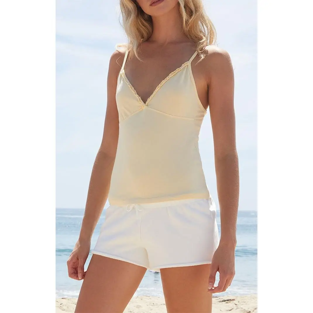 John Galt Women's Yellow Amara Ruffle Tank Top