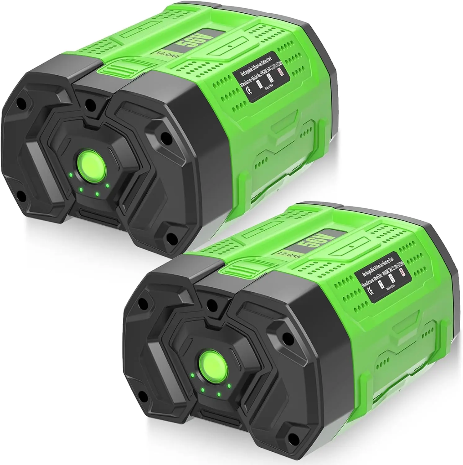 2-Pack Compatible Upgraded Lithium Cordless Tool Battery, 12.0Ah Extended Capacity Replacement for EGO 56V Black & Green Series Mowers, Blowers, Extended Capacity Battery