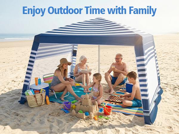 Beach Cabana, 8 * 8FT Beach Tent UPF50+ Protection, Easy Setup Beach Canopy Wind Resistant ,Compact Beach Shade Foldable Beach Tent Sun Shelter, Blue White,For Vacations,Summer Outdoor Beach Camping, Family&Friends Beach Cabana, 8 * 8FT Beach Tent UPF50+ Protection, Easy Setup Beach Canopy Wind Resistant ,Compact Beach Shade Foldable Beach Tent Sun Shelter, Blue White,For Vacations,Summer Outdoor Beach Camping, Family&Friends
