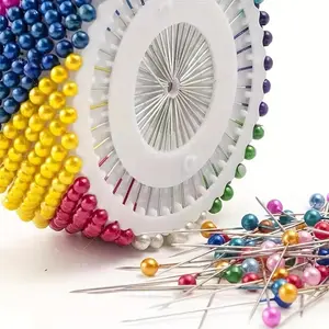5/10 Plates (200/400pcs), Colorful Positioning Beads Needles Handmade Standing Size Clothing Lengthened Chunky Head Needles Fixed Needles Styling Pearly Needles, Print Drawings Embroidery Cloth Threads Needles And Instruction, Weaving Tool
