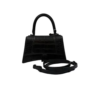 Pre-owned Balenciaga hz9 "So Black" Embossed Calfskin Hourglass Bag — Handbag & Crossbody 51862