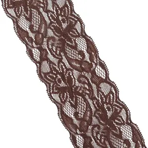 Elastic Lace Trim 10 Yards Brown Lace Ribbon Floral Pattern Stretchy Fabric for Sewing Garment Gift Wrapping