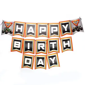 Monster Jam "Happy Birthday" Jointed Flag Banner