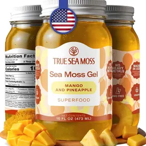 TrueSeaMoss Sea Moss Gel – Made in USA – Wildcrafted Seamoss, Fruits & Jarred Vegetables – Mango/Pineapple, Pack of 1 (Labels may Vary)
