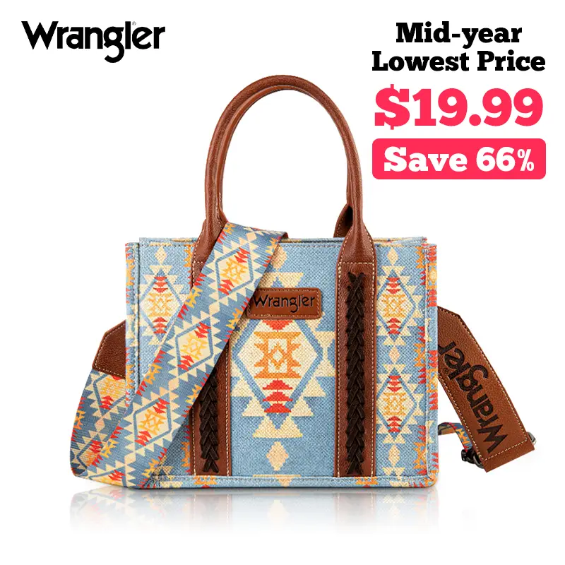 Wrangler Southwestern Print Canvas Tote Bag Functional Crossbody Bag for Work shopping