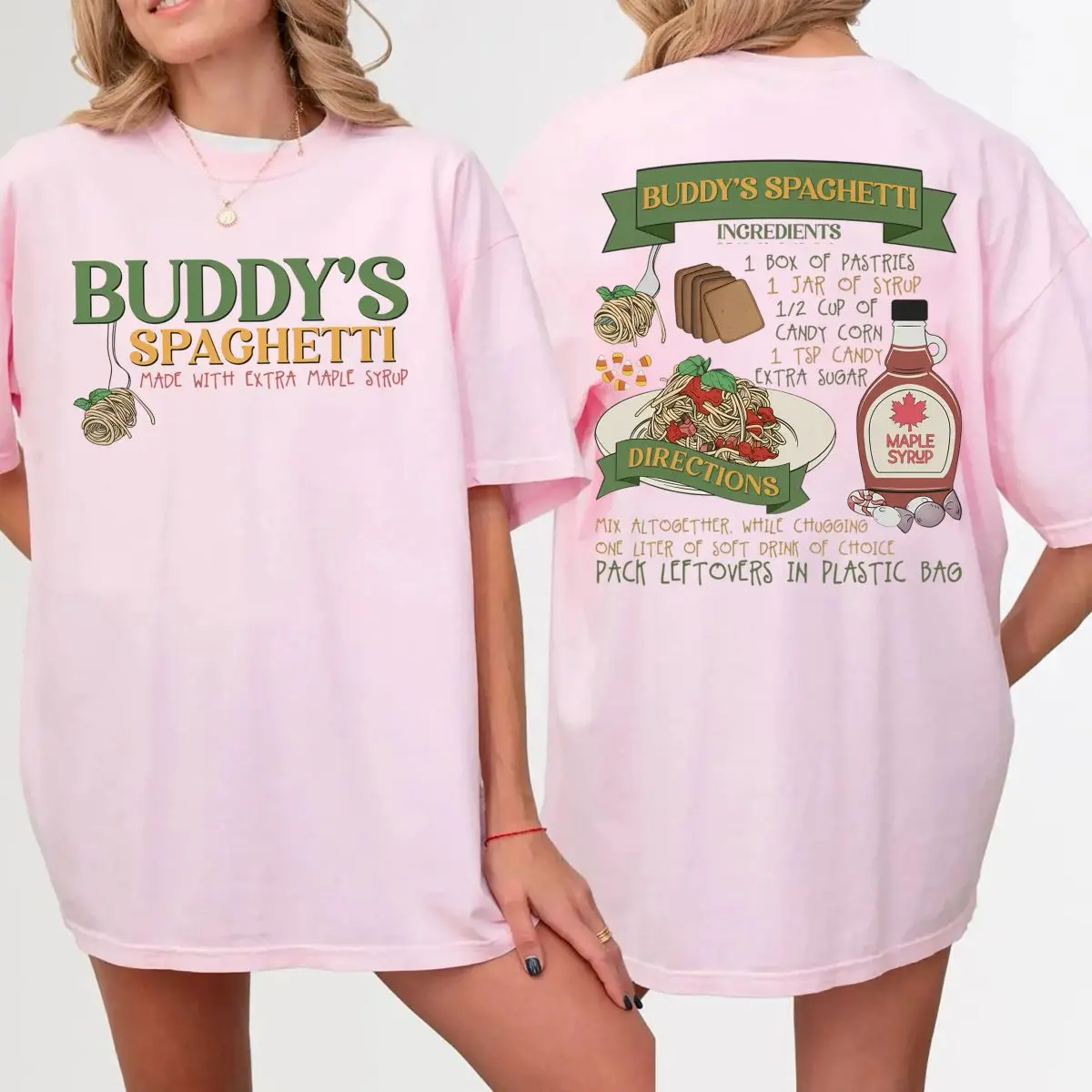 Comfort Colors Buddy's Spaghetti Elf Sweatshirt, Elf Hoodie Shirt, Christmas Quote Tee, Xmas Movies Tee, Unisex Fitted Short Sleeve Tee, Classic Streetwear
