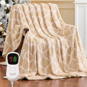 Heated Blanket Electric Throw - 50"x60" Heating Blanket with 10 Fast Heat Levels 8 Hours Auto Off Soft Cozy Flannel Over-Heated Protection ETL Certification Keep Warming in Home