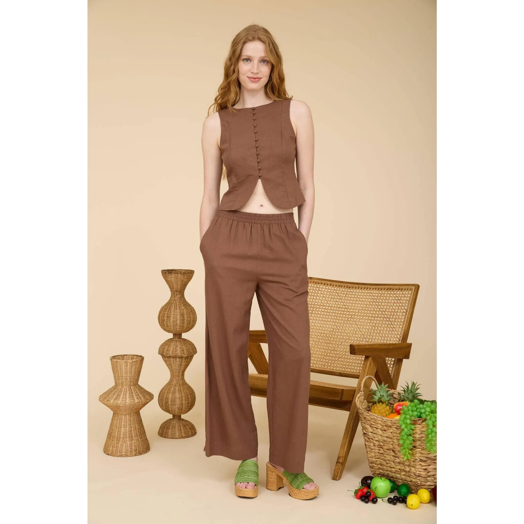 Chocolate Brown Linen Pants