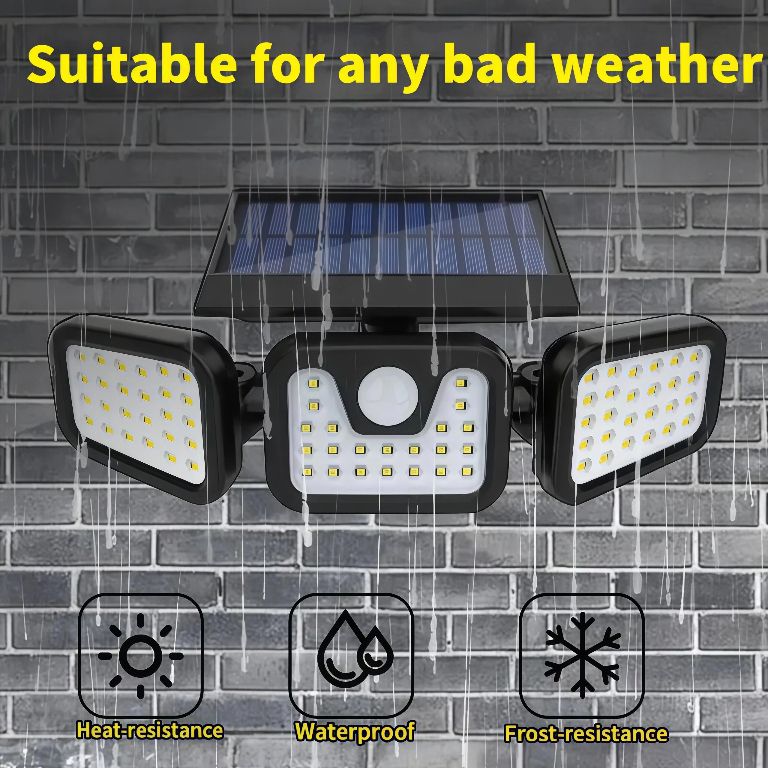 2 Packs Solar Outdoor BLACK FRIDAY Lights 2500LM Security Lights, 3 Heads Dimmable Spot Lights with 3 Modes, lP65 Waterproof, For Yard, Garage, Porch, Pool, Garden, Barn, Patio, Christmas gifts