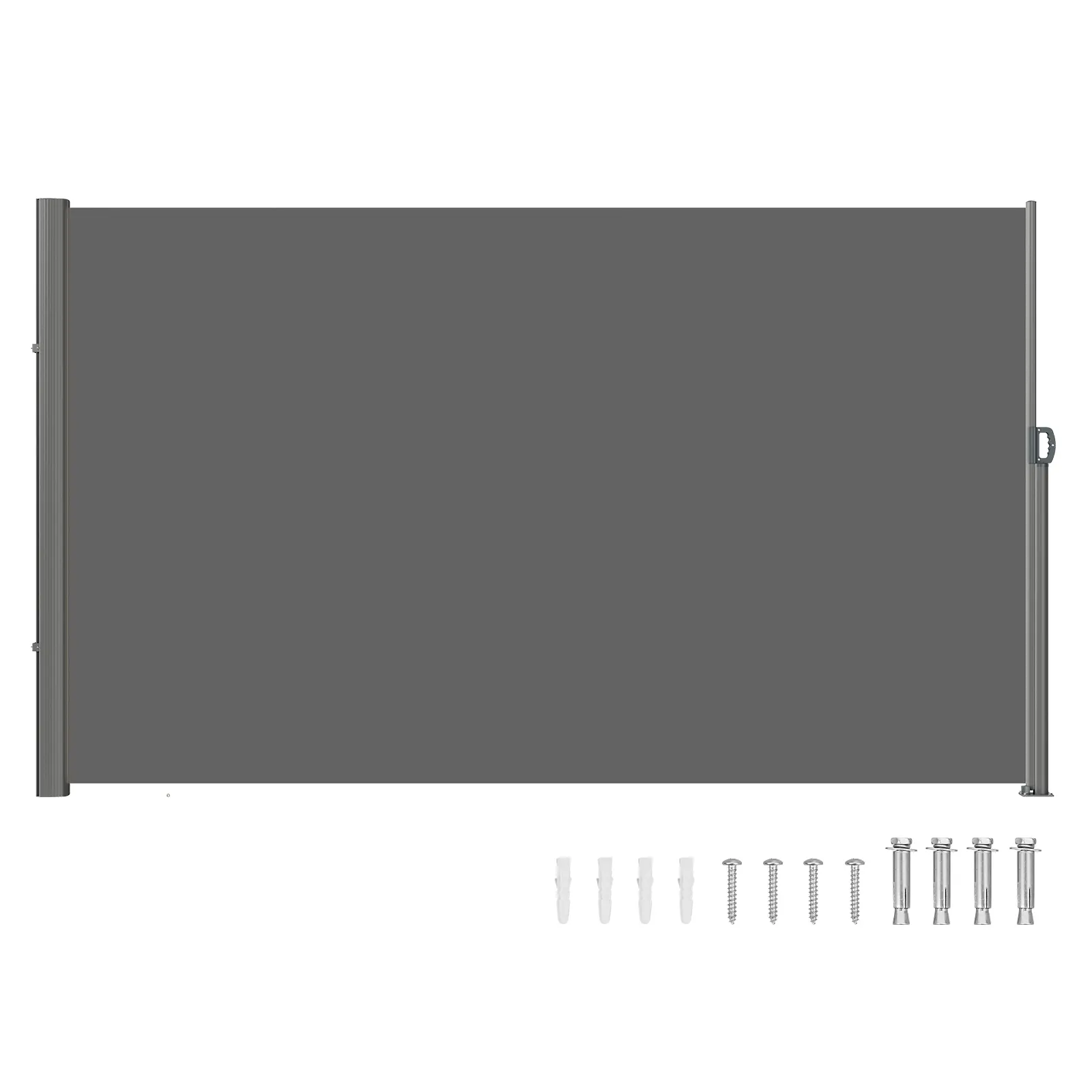 【fathersdaygift】VEVOR Retractable Side Awning 63''x 118'' Aluminum Outdoor Privacy Screen280g Polyester Water-proof Retractable Patio ScreenUV 30+ Room Divider Wind Screen for PatioBackyardBalconyGray, Outdoor Shade Canopy, Adjustable Shade, Aluminum Fram