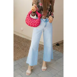 VERVET Sun-Kissed Crop High Rise Wide Leg Jeans