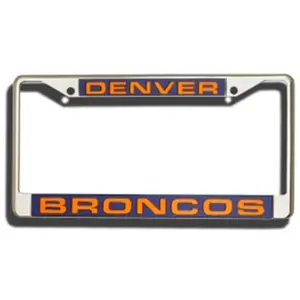 212 MAIN Denver Broncos Licensed Chrome Laser-Cut Auto Vehicle Plate Frame, Personalized Car Accessory with Acrylic Cover, Acrylic Plate Cover