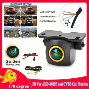 1080P AHD Car Backup Camera with Wide Angle Fisheye Lens - Night Vision, Front/Rear/Side View Monitoring, Fit for Trucks, SUVs, RVs, Parking Assistance Lines, Easy Installation, 1080P HD Dash Cam & Rearview Safety System, Car Accessory