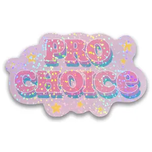 Pastel Cloud Pro Choice Holographic Sticker, 3.5 x 2 in.