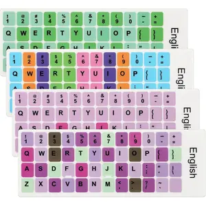 4 count English Keyboard Replacement Letter Stickers Universal Keyboard Sticker Matte English Keyboard Alphabet Sticker with Color Background and Black Lettering for PC  Laptop Desktop-English