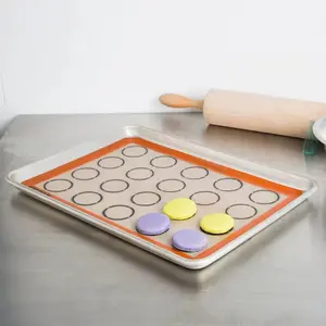 Aesthetic Silicone Baking Mat Set 2 Mats Grey with Pre Printed Cookie Templates for Uniform Shapes & Easy Use Kitchen