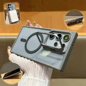 Magnetic Wirelesss Charge Case For Samsung Galaxy S24 S22 S23 Ultra S23 Plus For Magsafe Camera Protector Holder Clear Cover