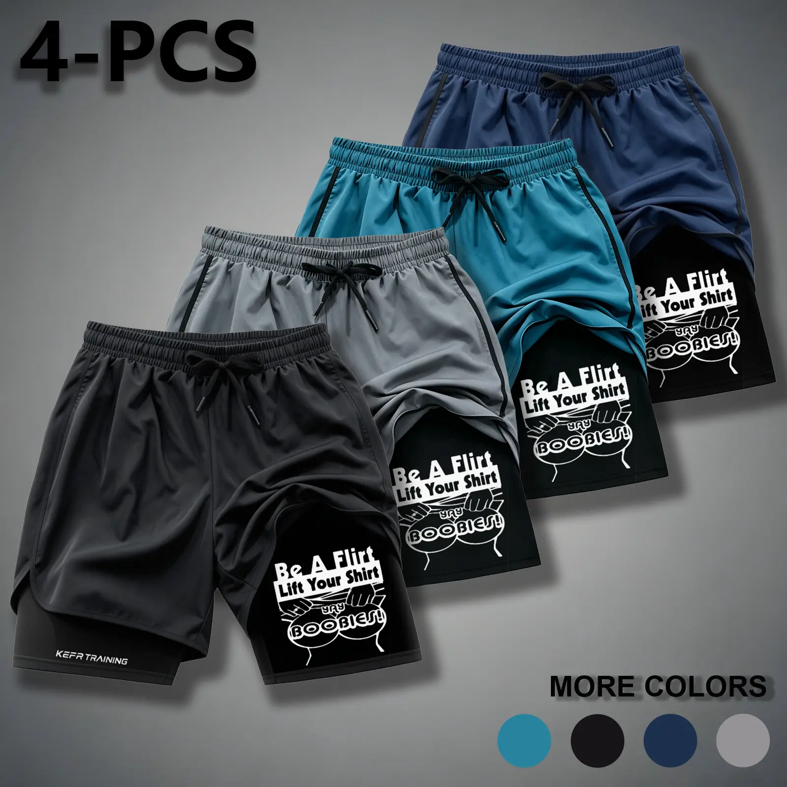 4 Pack Men's Quick Dry Gym Training Shorts, Sexy Clothing 80s 90s Double-Layer Sports Shorts Graphic Shorts BlackCamo Streetwear Shorts Men Outfits MenVacation Outfits Shorts, anti-chaf cool touch athletic workout shorts, cargo shorts
