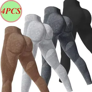 2026 New 4 Pack Women's Solid High Waist Sports Leggings | High Elastic Yoga Gym Workout Pants