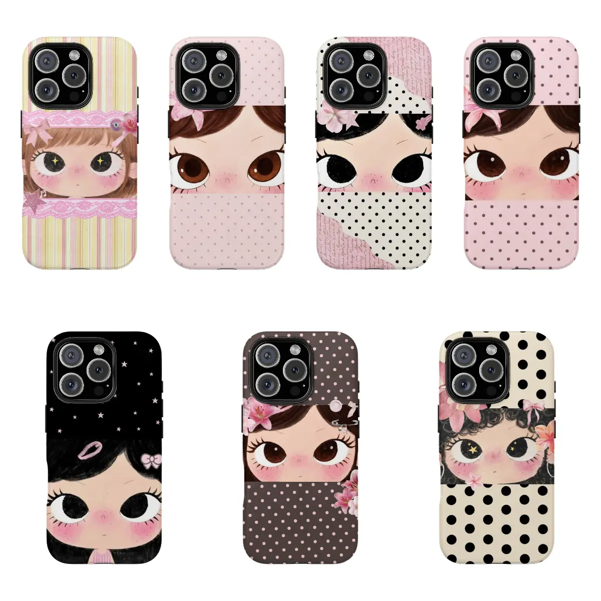 Dreamy INS Glittering Big Eyes Comic Girl Phone Case | Retro Big Eye Girl Art Phone Case For iPhone 17 Pro Max 16 15 14 13 12 11 for Samsung S21 S22 S23 S24 S25 Phone Case | Tough Phone Case | gift for him for her | Best Gift