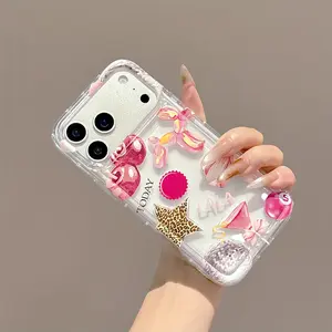 Transparent Airbag Case, Cover, Creative Star Bow Balloon Pattern, Anti-Drop Soft Shell for iPhone 11-16 Pro Max, Gift Idea