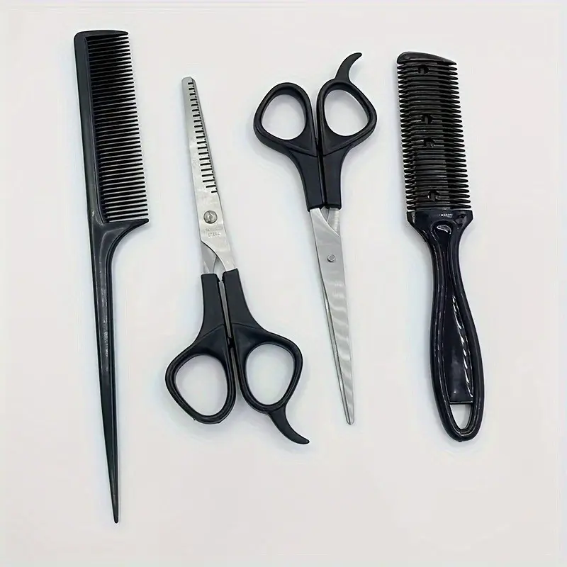 4pcs Professional Hair Styling Tool Set, Haircut Kits, Includes Hair Cutting Scissors, Comb, and Thinning Shears, Perfect Haircuts and Thinning, Hairdressing Set