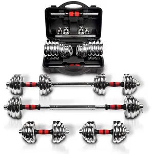 【3-in-1 Adjustable Dumbbell Set】Up to 44lbs Home Gym Equipment with Barbell Connector & Hardcover Gift Box - All-in-One Strength Training for Men & Women