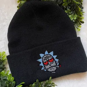 Rick Smoking - Rick And Morty Embroidered Beanies, Cartoon Embroidered Beanies, Warm Hats, Best Gifts