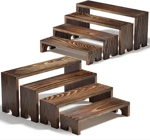 2 Set (8 Pcs)  Wooden Tiered Risers Display Stands for Vendor Events,Stackable Wood Cupcake Display Stand,Farmhouse Decor Wood Dessert Table Display Set,Vendor Booth Display Items,Food Display Risers for Party