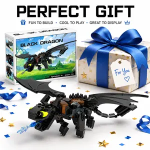 Black Dragon Building Blocks Set 251 Pcs Model Kit Night Dragon Toy for Kids Excellent Holiday Halloween Christmas Birthday Gift