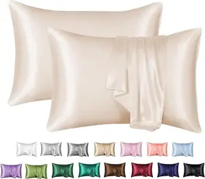 Satin Pillowcase for Hair and Skin, Silk Satin Pillowcase 2 Pack, Queen Size Pillow Cases Set of 2, Silky Pillow Cover with Envelope Closure